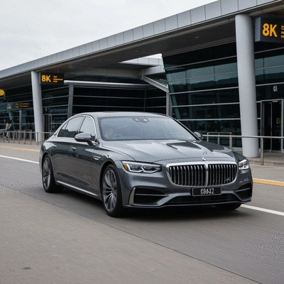 Luxury sedan arriving at Sydney Airport for a private transfer