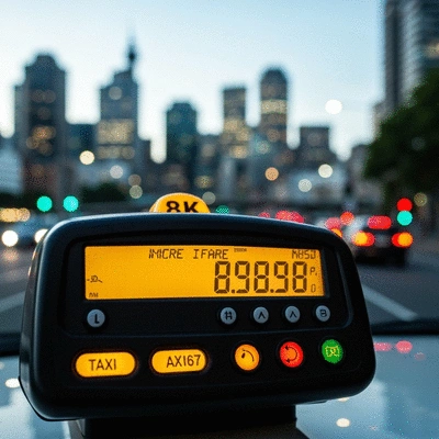Modern taxi meter displaying increased fare in Sydney