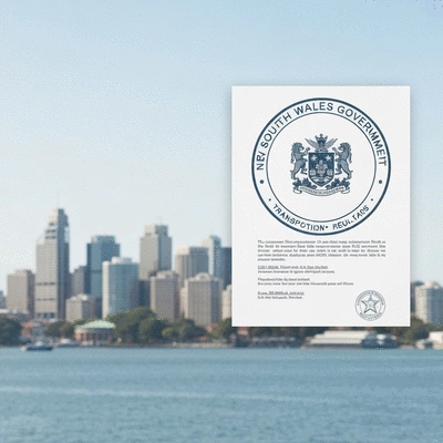 Official NSW Government document or seal representing transportation regulations
